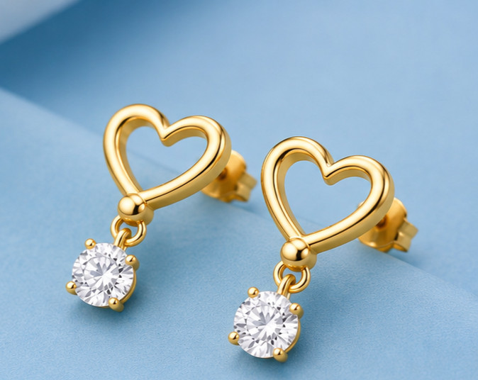 3ct Round Cut Simulated Diamond Dnagle /Drop Earrings 14k Yellow Gold Plated