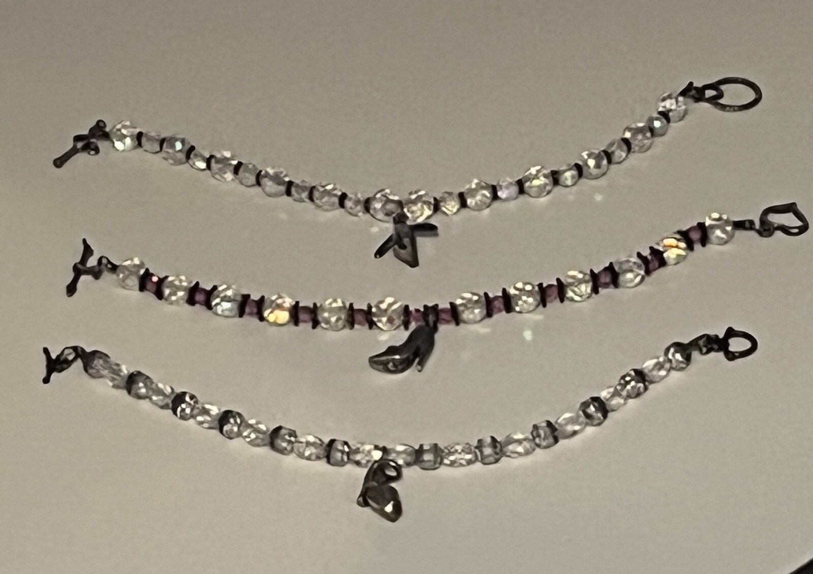 Handcrafted Glass Crystal Bracelets W/ Sterling 925 Dangle Charm Heels Penguin
