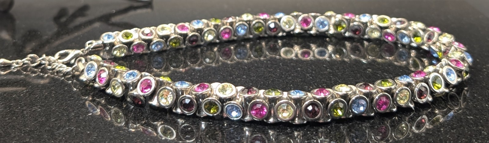 Multicolor Crystal NECKLACE; Extremely Rare in the US 15″ plus 2″ Extension
