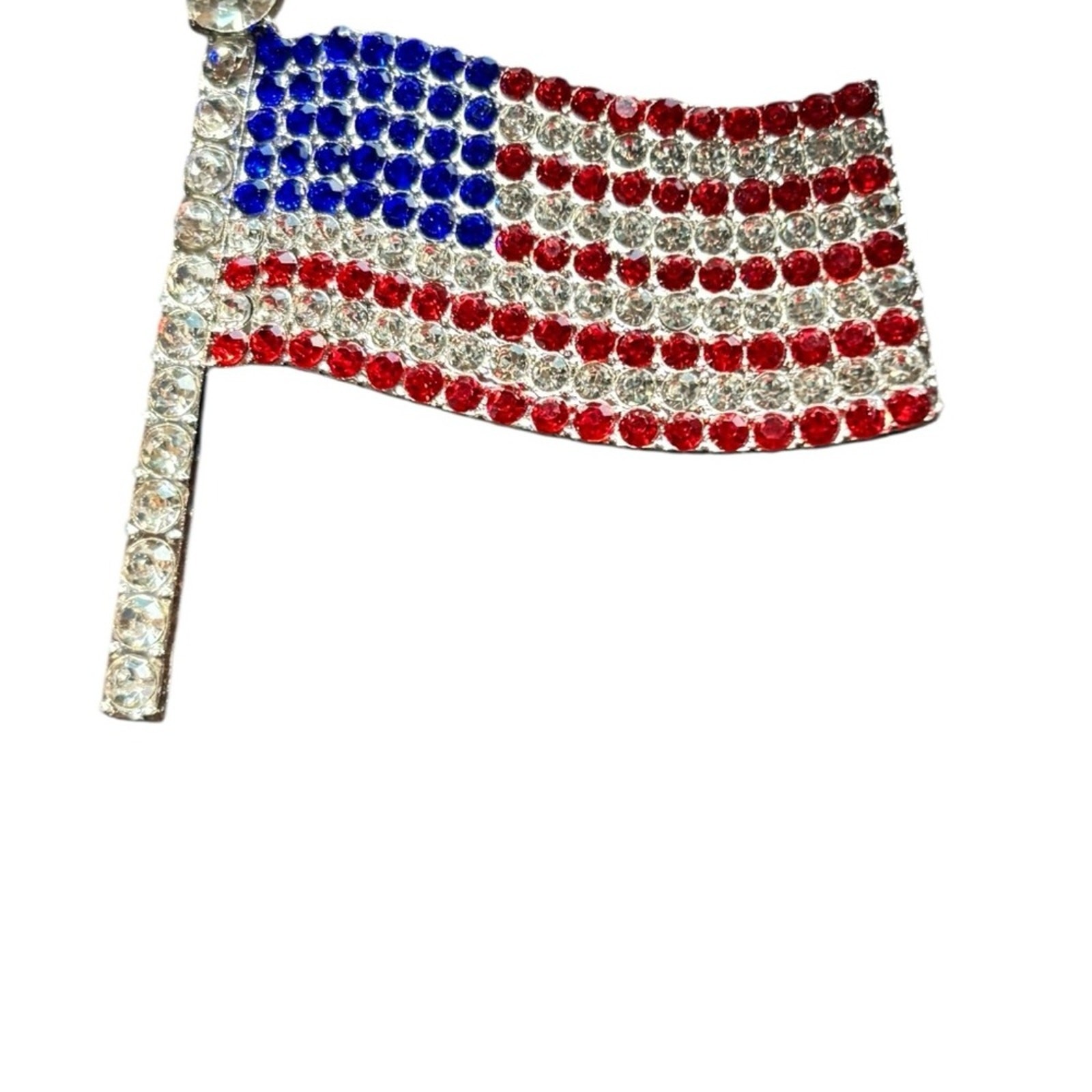 Red, White , and Blue Rhinestone USA Patriotic Flag Brooch