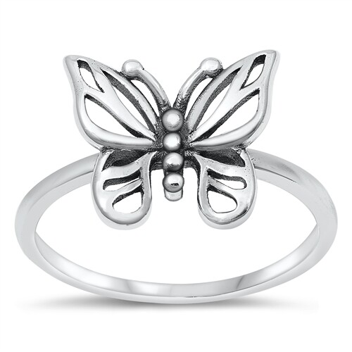 .925 Sterling Silver Butterfly Nature Fashion Band Ring Size 4 5 6 7 8 9 10