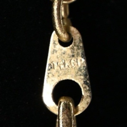 Vintage 18KGP Gold Plated Rope Chain Necklace Crystal Pave Ball Slider Pendant