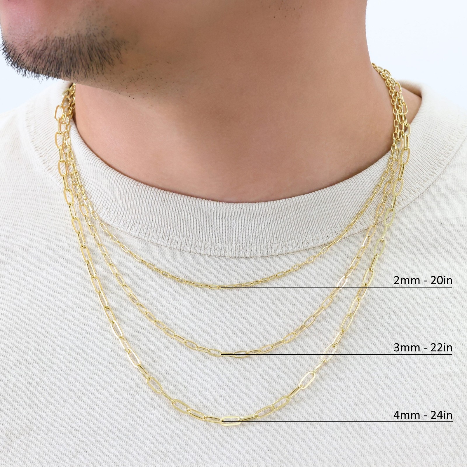 10k Yellow Gold Paperclip 2mm-9mm Chain Cable Rolo Necklace Mens Womens 16″-30″