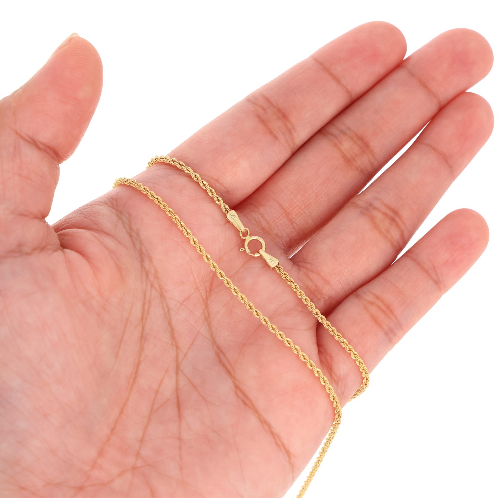 14K Yellow Gold 1mm-10mm Diamond Cut Rope Chain Necklace Mens Women 16″- 30″