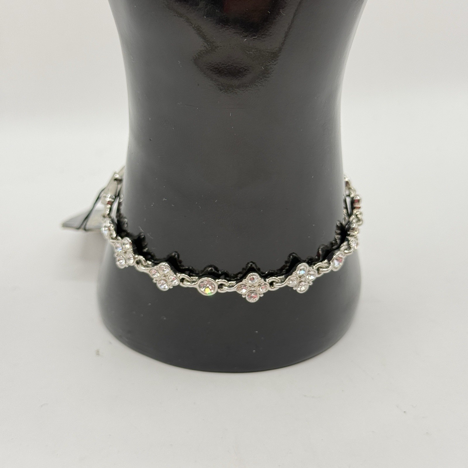 NWT Givenchy Silver-Tone Round Cubic Zirconia Tennis Bracelet 7.5” Crystal Link