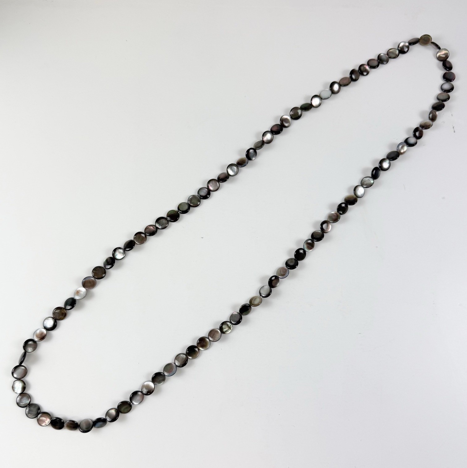 Long Statement Necklace Dark Gray Multi Beaded Layering