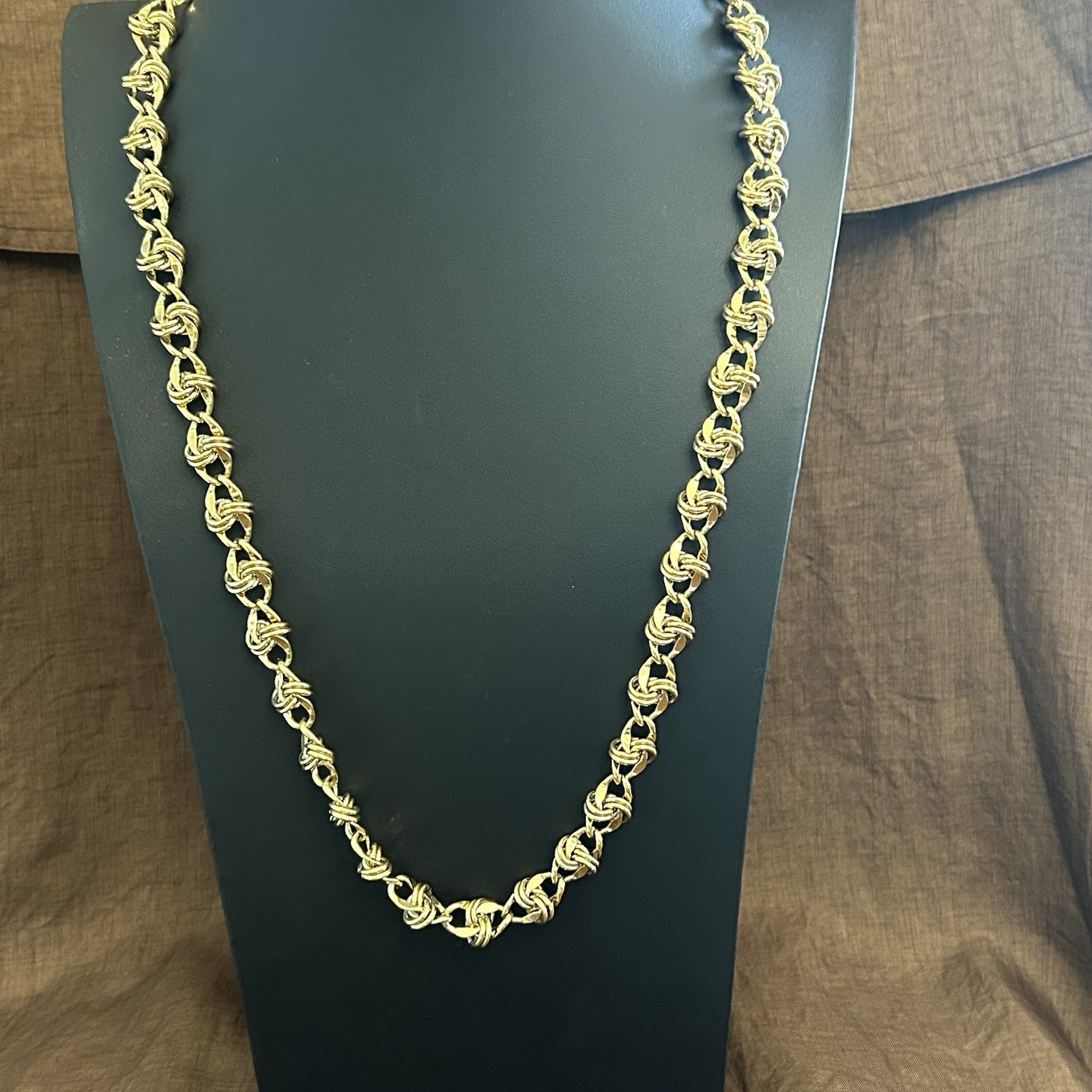 Gold Tone Rope Chain Necklace, Spring Ring Closure, Metal, No Stone