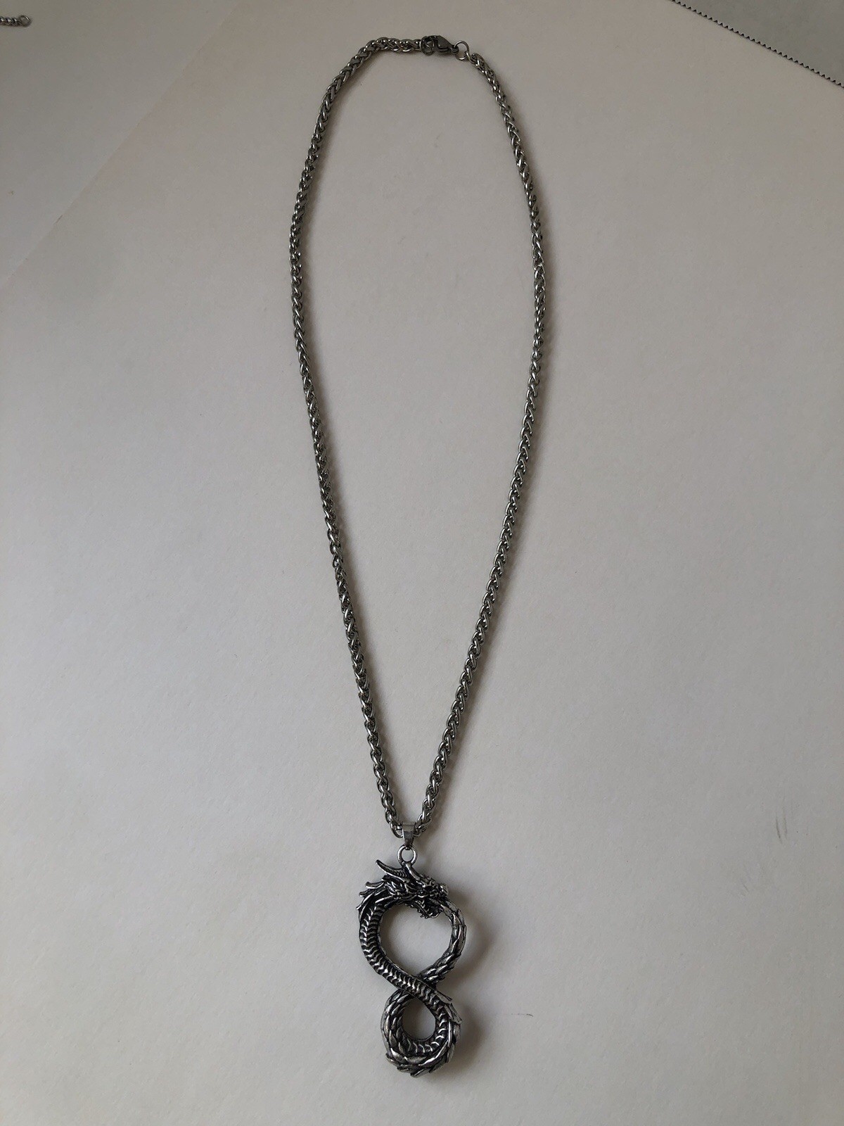 Gothic Viking Snake Dragon Pendant Necklace Nordic Ancient Mythology Tail NEW EX