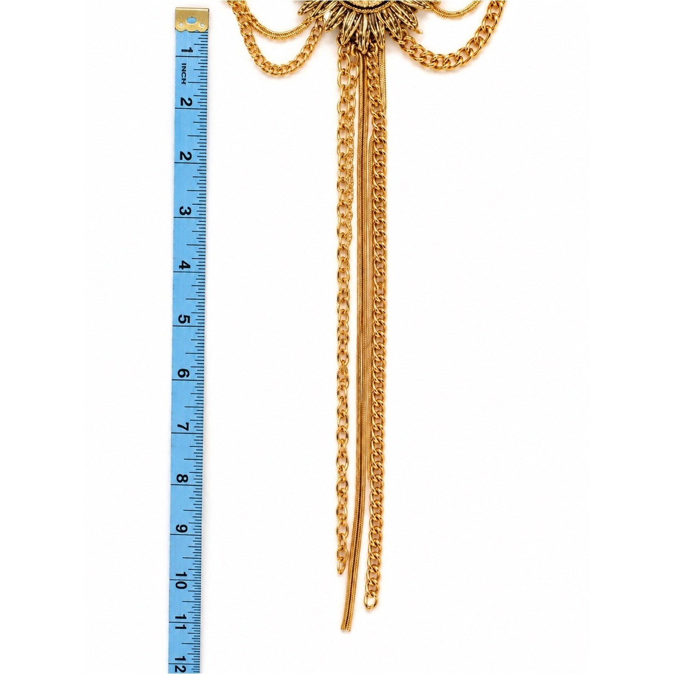 Heavyweight Sunflower Statement Necklace Gold Tone Multi-Strand Tassel Choker