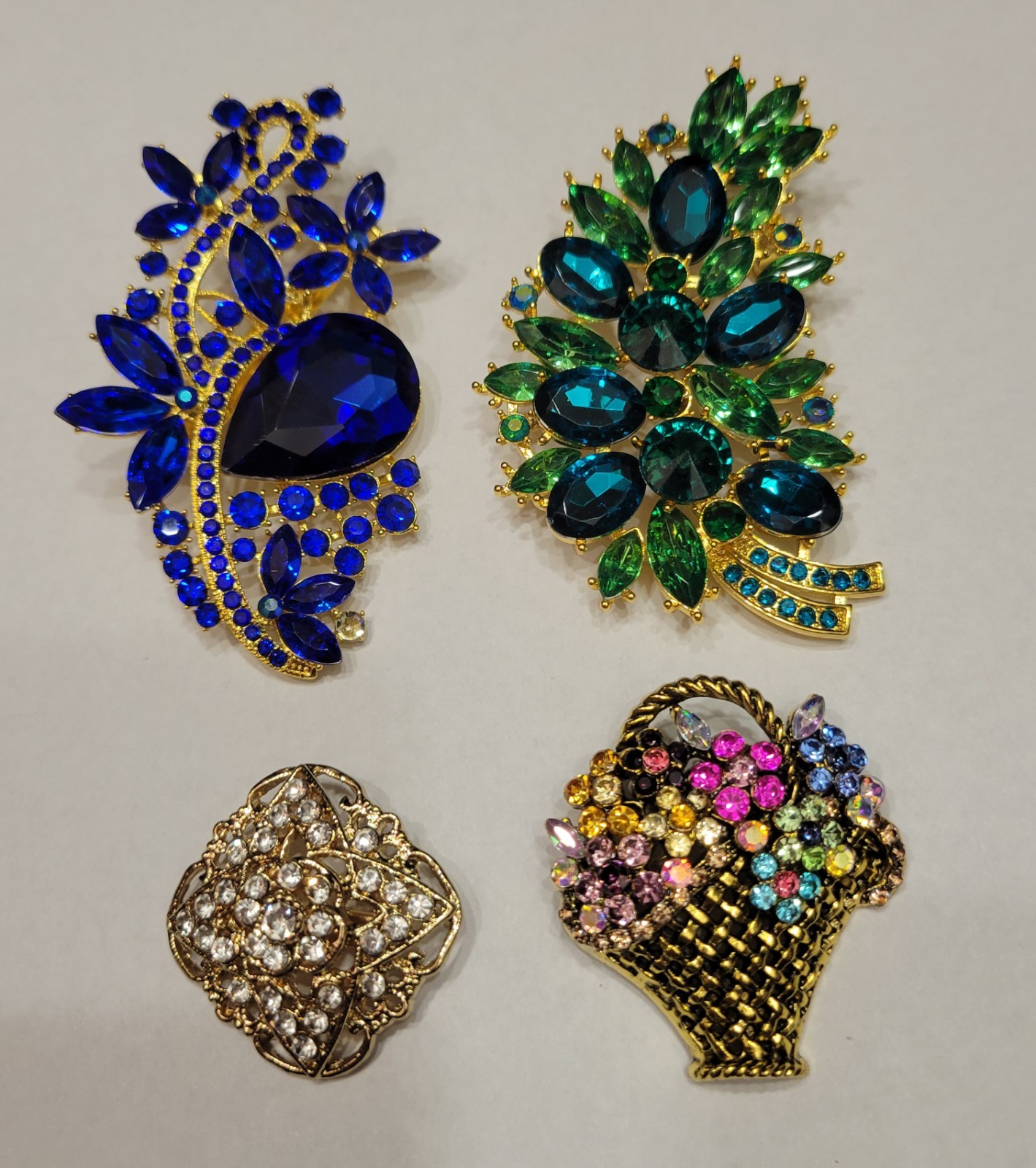 Big Stunning Rhinestone Flower Floral Brooch Lot Show All Occasion Jewelry P90