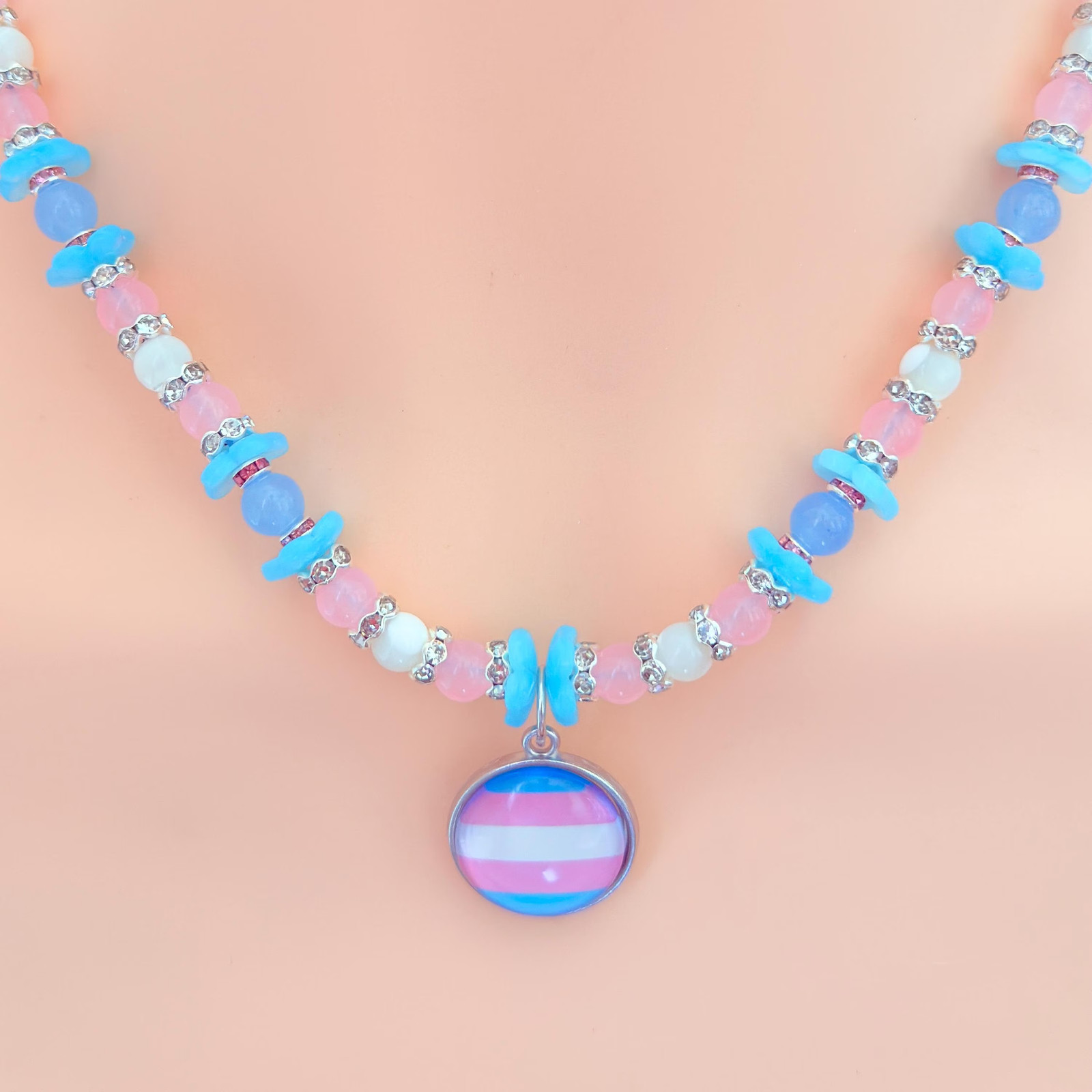 Transgender Pride Gemstone Necklace | LGBTQIA+ Gift