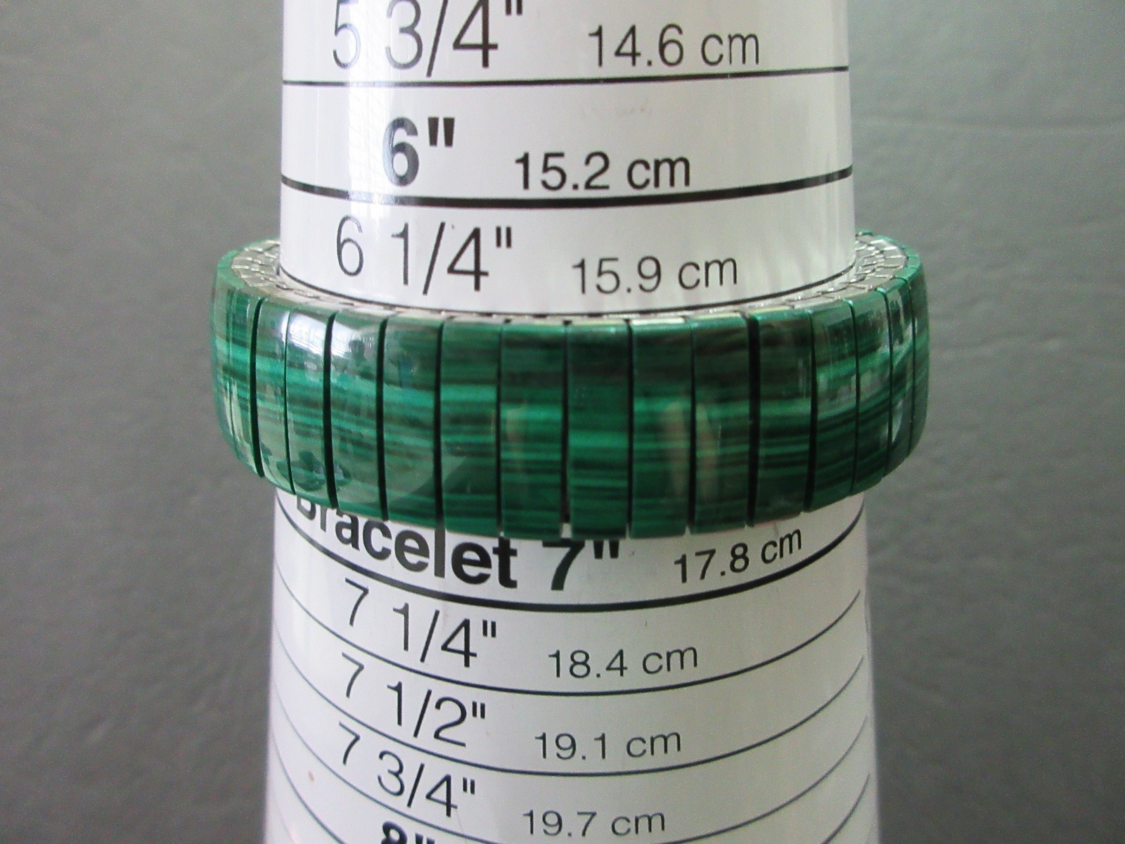 6″-7″ Green Malachite Stretch Bangle Bracelet Rectangle Stone Segments