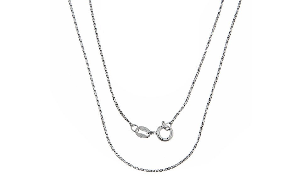 Solid Sterling Silver BOX Chain Necklace 0.8mm Stamped 925 Made In Italy