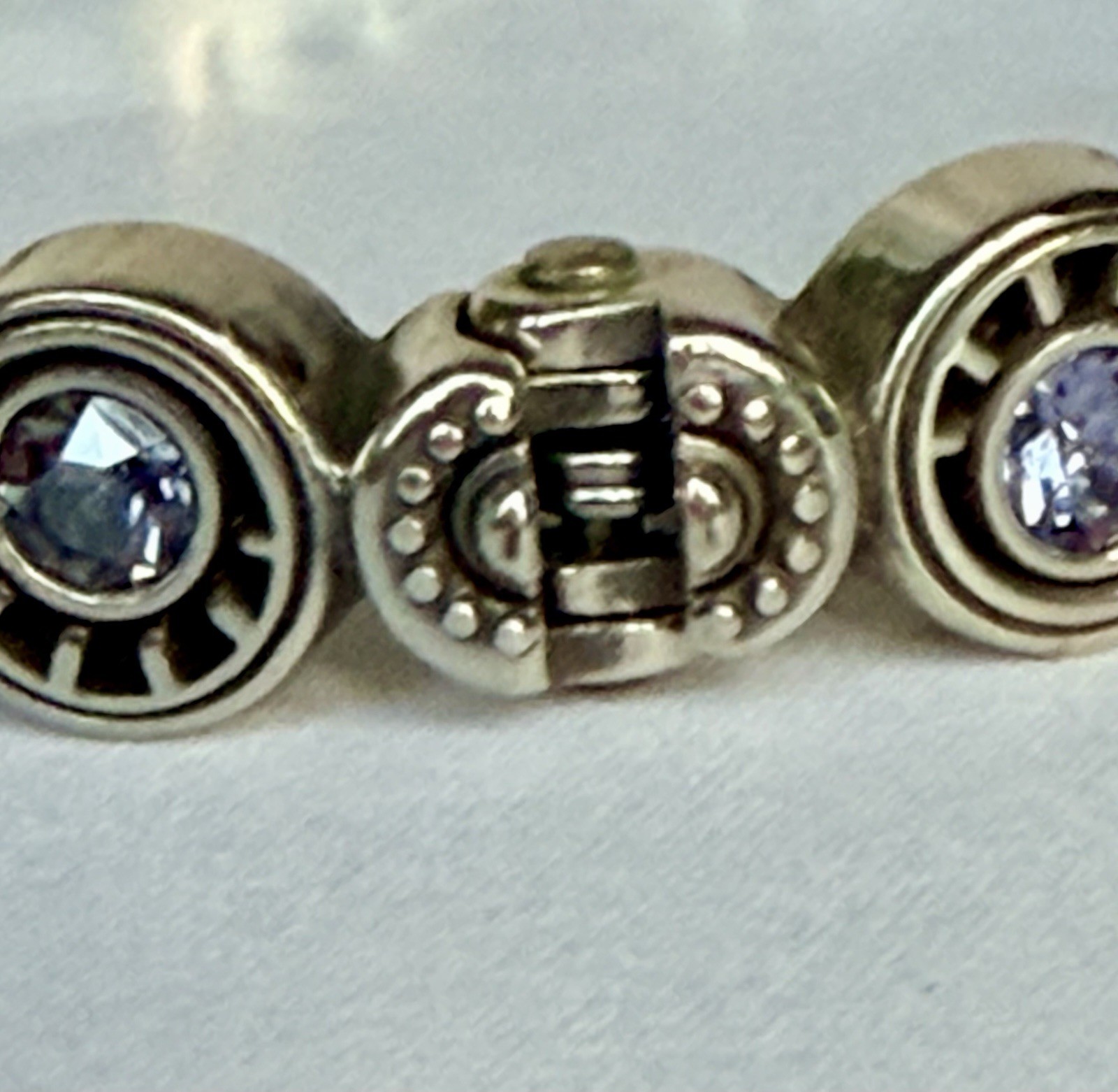 Brighton Halo Burst Hinged Bangle Bracelet Silver Plated Blue Purple Stones 2.5″