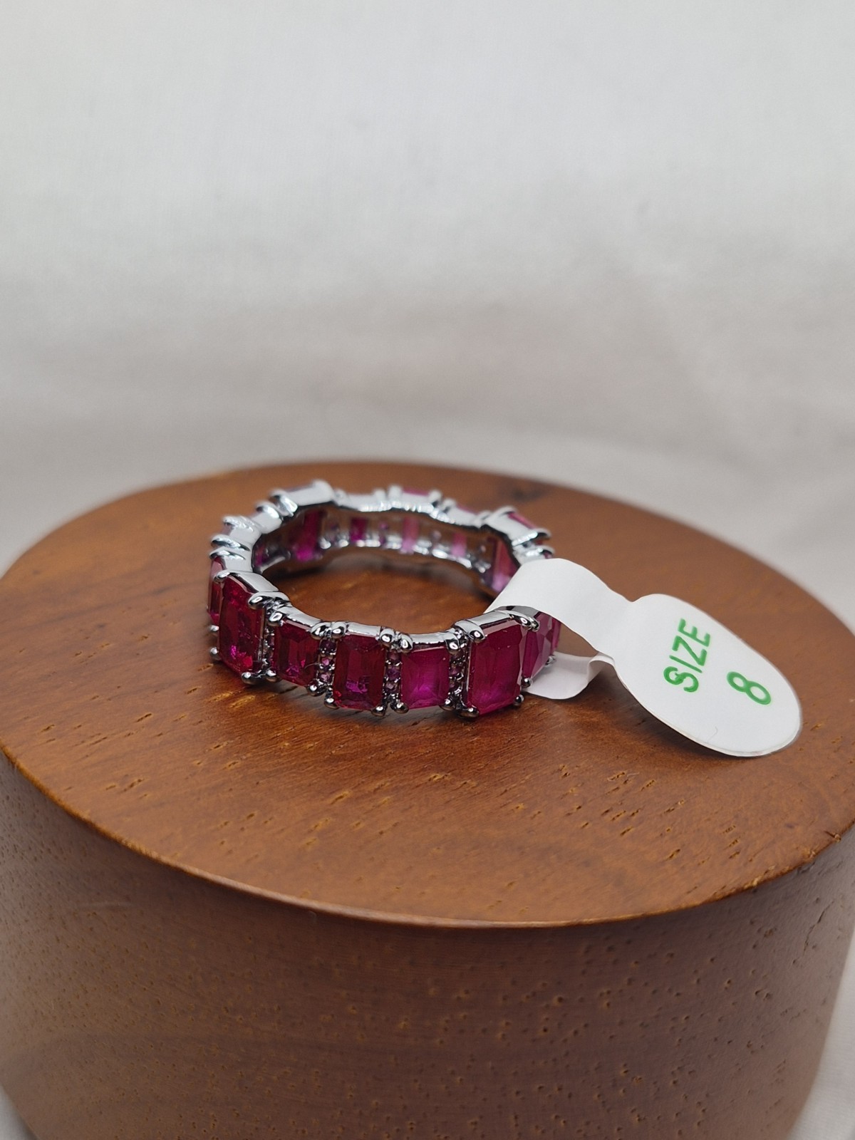 Bomb Party Ring Size 8 “Chic N Shimmer” Ruby Corundum On Hematite Plating