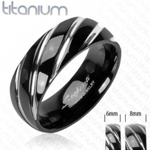 Solid Titanium Wedding Ring Black Twist Size 5,6,7,8,9,10,11,12,13,14 (FL33)