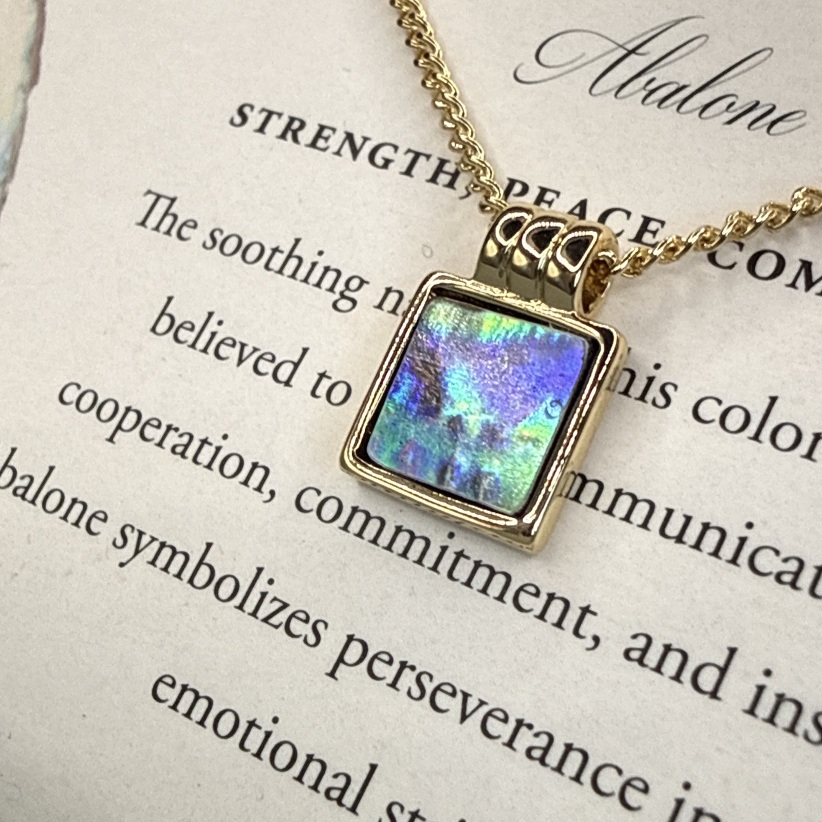 Luna Norte Genuine Abalone Layered Necklace Set -14KT Gold Plated Brass-Colorful