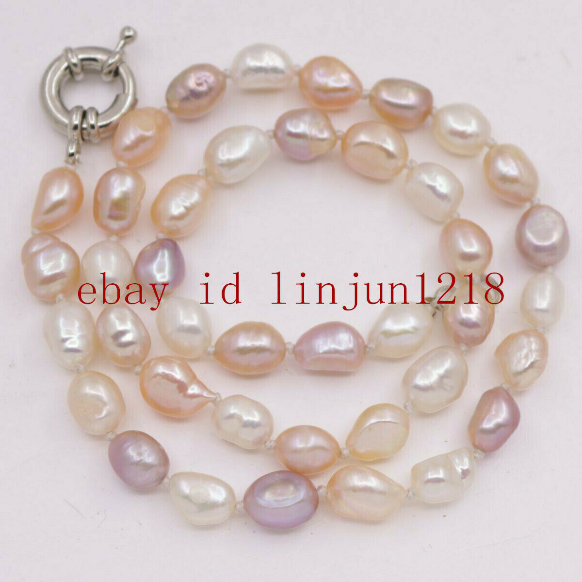 Natural 7-8mm White Pink Purple Pearl Freshwater Cultured Necklace 18-50″ AAA