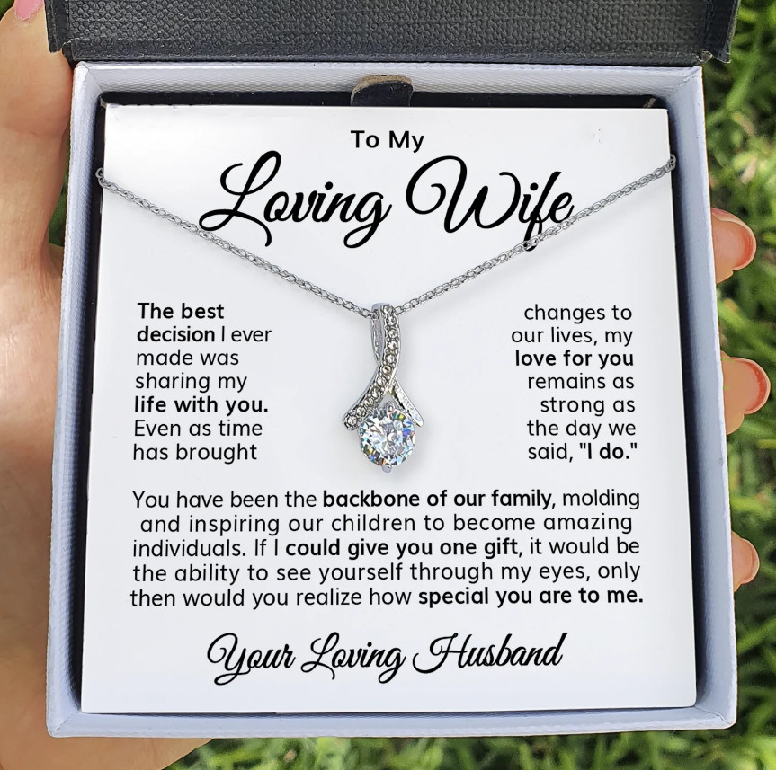 To My wife ribbon Necklace Meaningful Gift from husband birthday anniversary