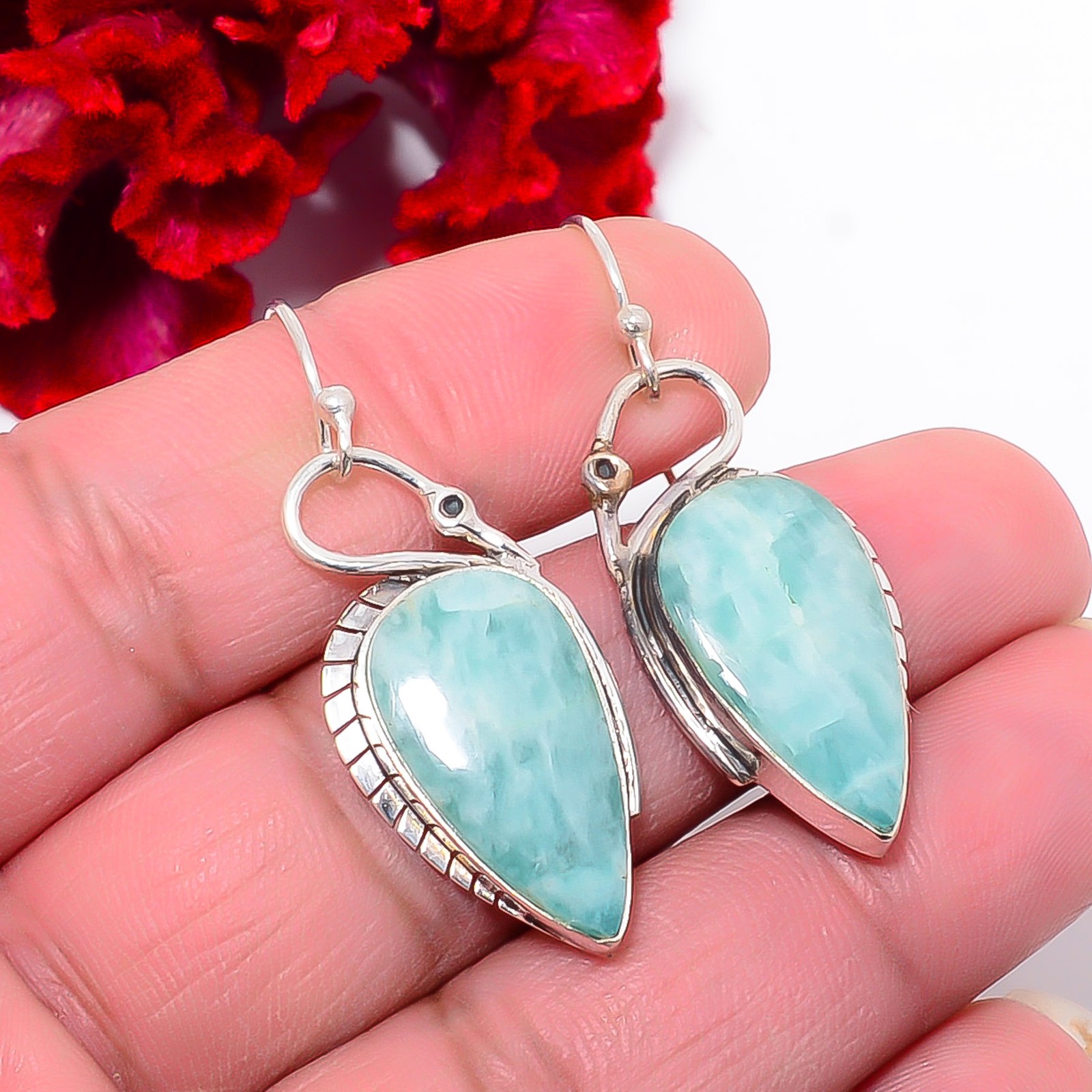Amazonite – Russia Gemstone 925 Sterling Silver Swan Earring 1.72″ E1030911132