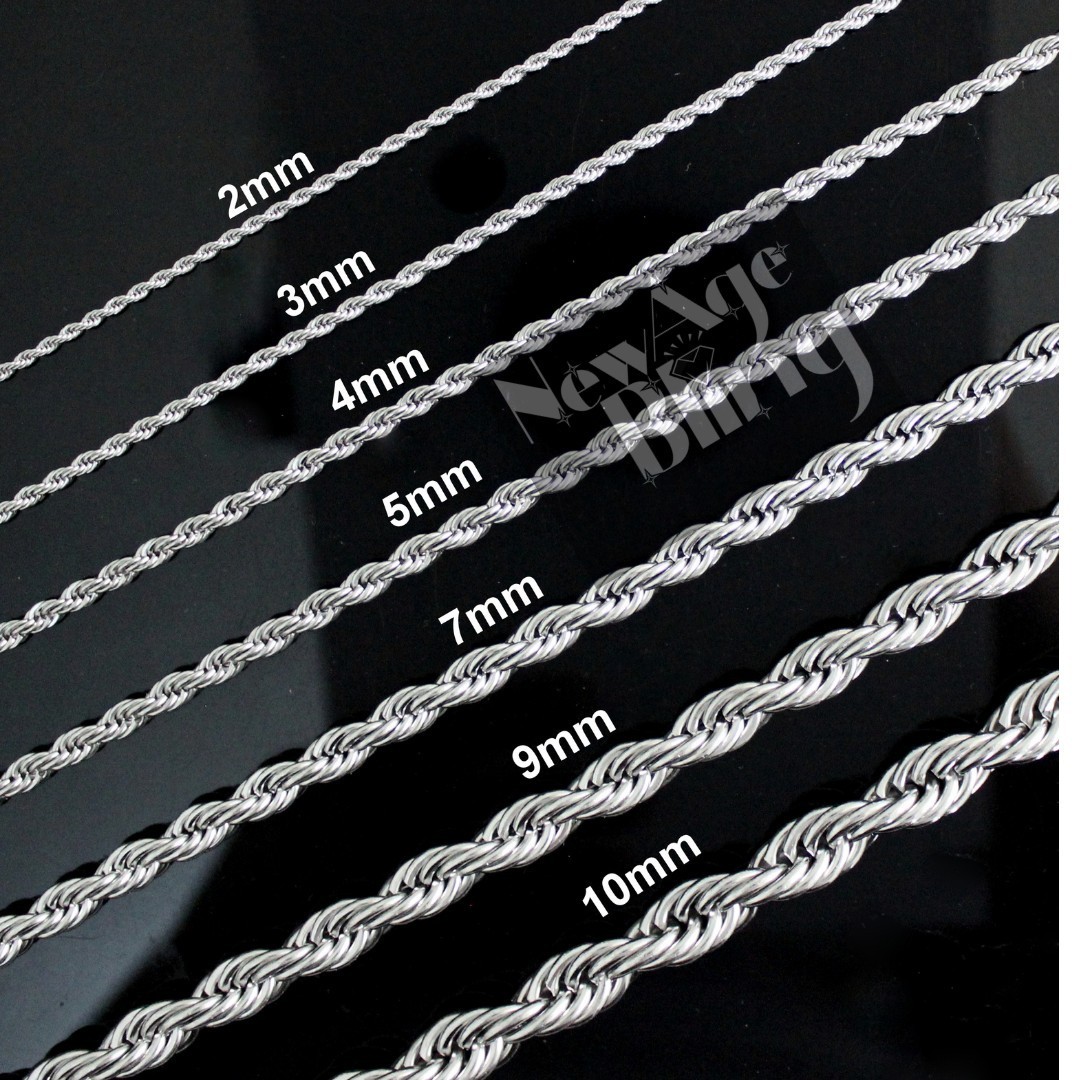 3mm-20 in Stainless Steel Rope 316L Chain Durable Quality Men’s Women’s Necklace