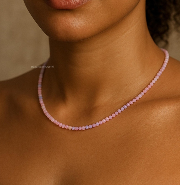 Natural Morganite Stone Choker Crystal Queen Necklace Healing Reiki Energy Gift