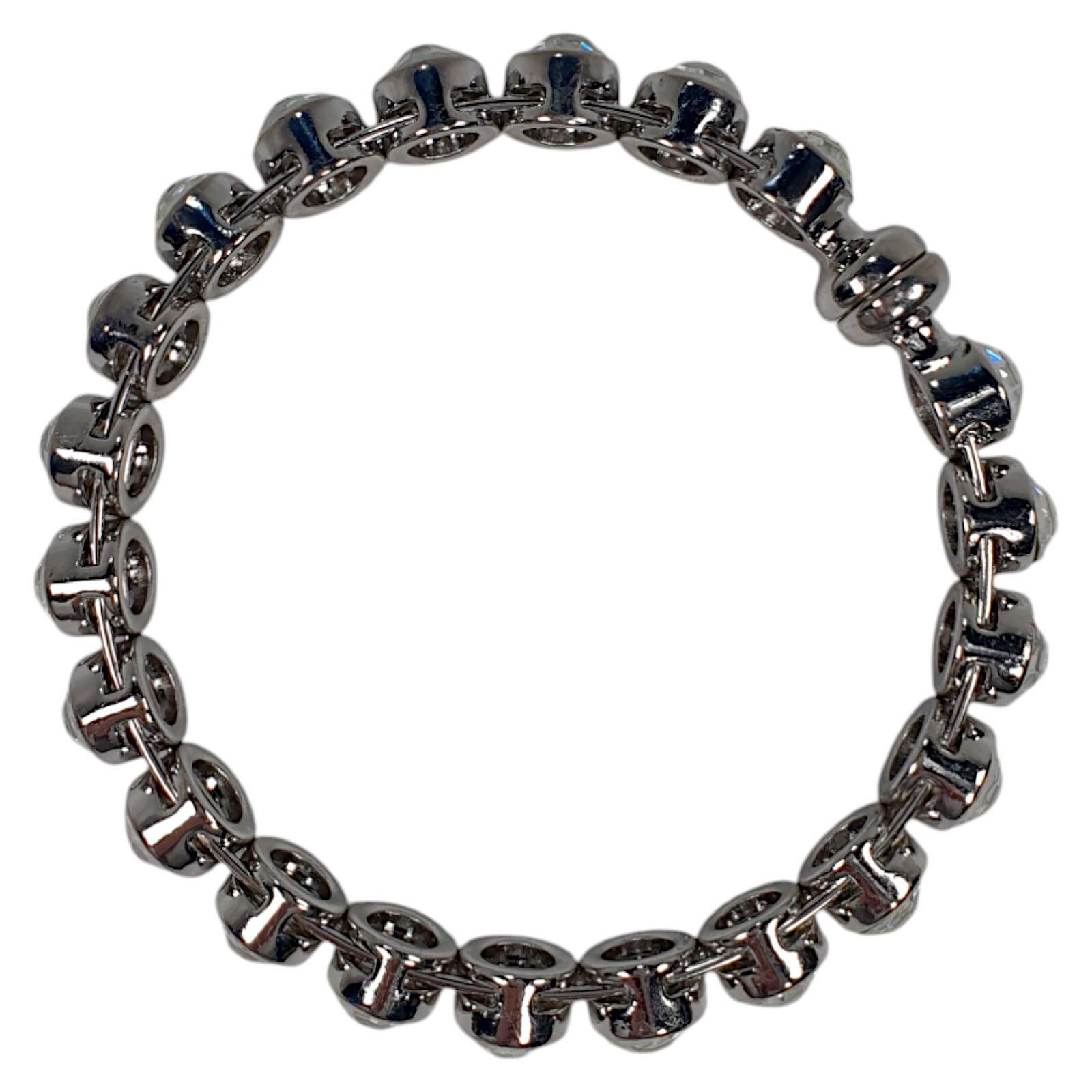 Chicos Silver Tone Clear Crystal Gemstone Bracelet Magnetic Ladies Size NWOT