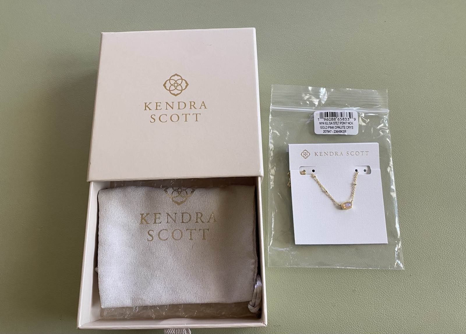 Kendra Scott Mini Elisa Gold Chain Pink Opalite Necklace 16.0 “