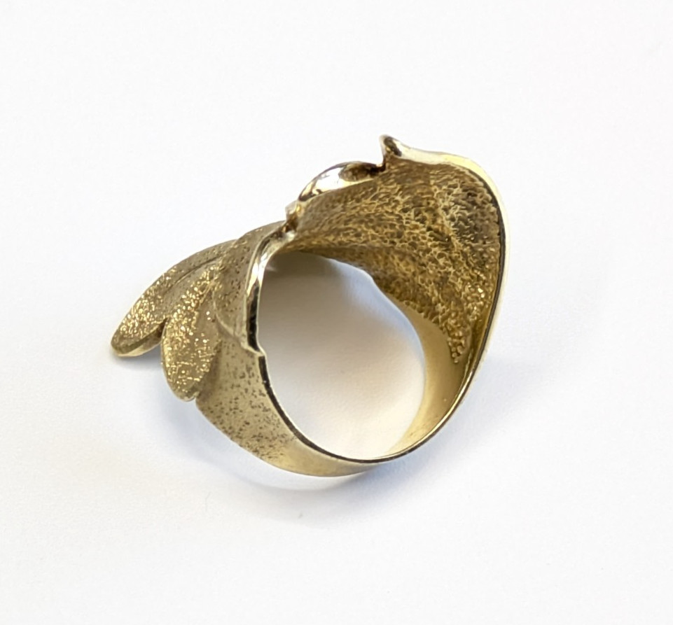 JCM Jacmel Italy Huge Sterling Silver 925 Gold Vermeil Leaf Ring Sz 10 Statement