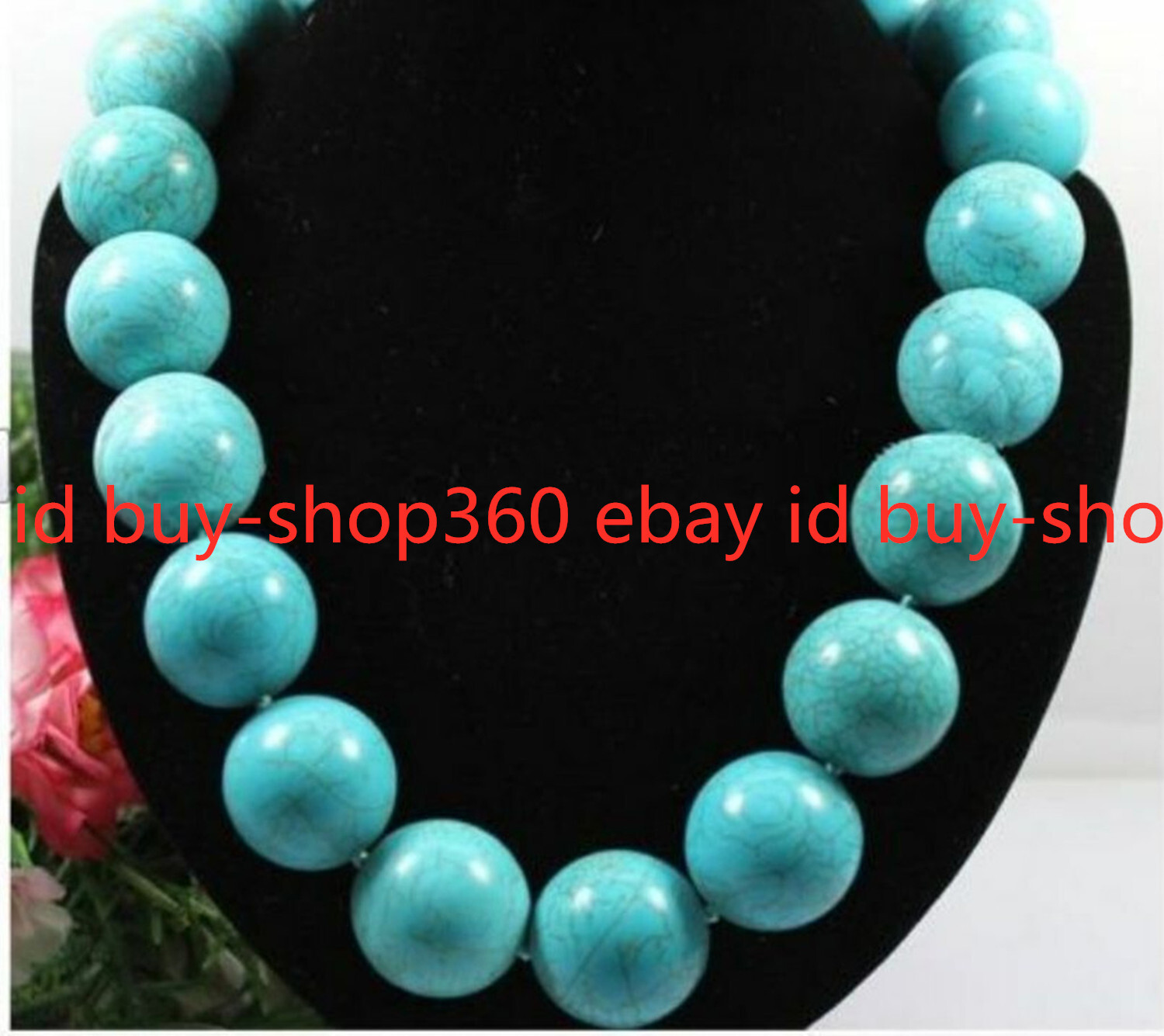 New 10mm Round Turquoise Stone Gemstone Necklace Woman 45cm/18inch