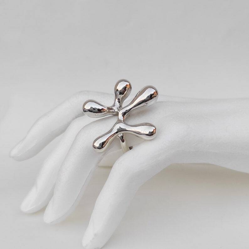 Abstract contemporary ring Sterling silver statement ring Chunky fashion Jewelry