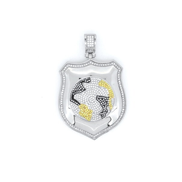 Stainless Steel Shield Shape with Earth Pendant