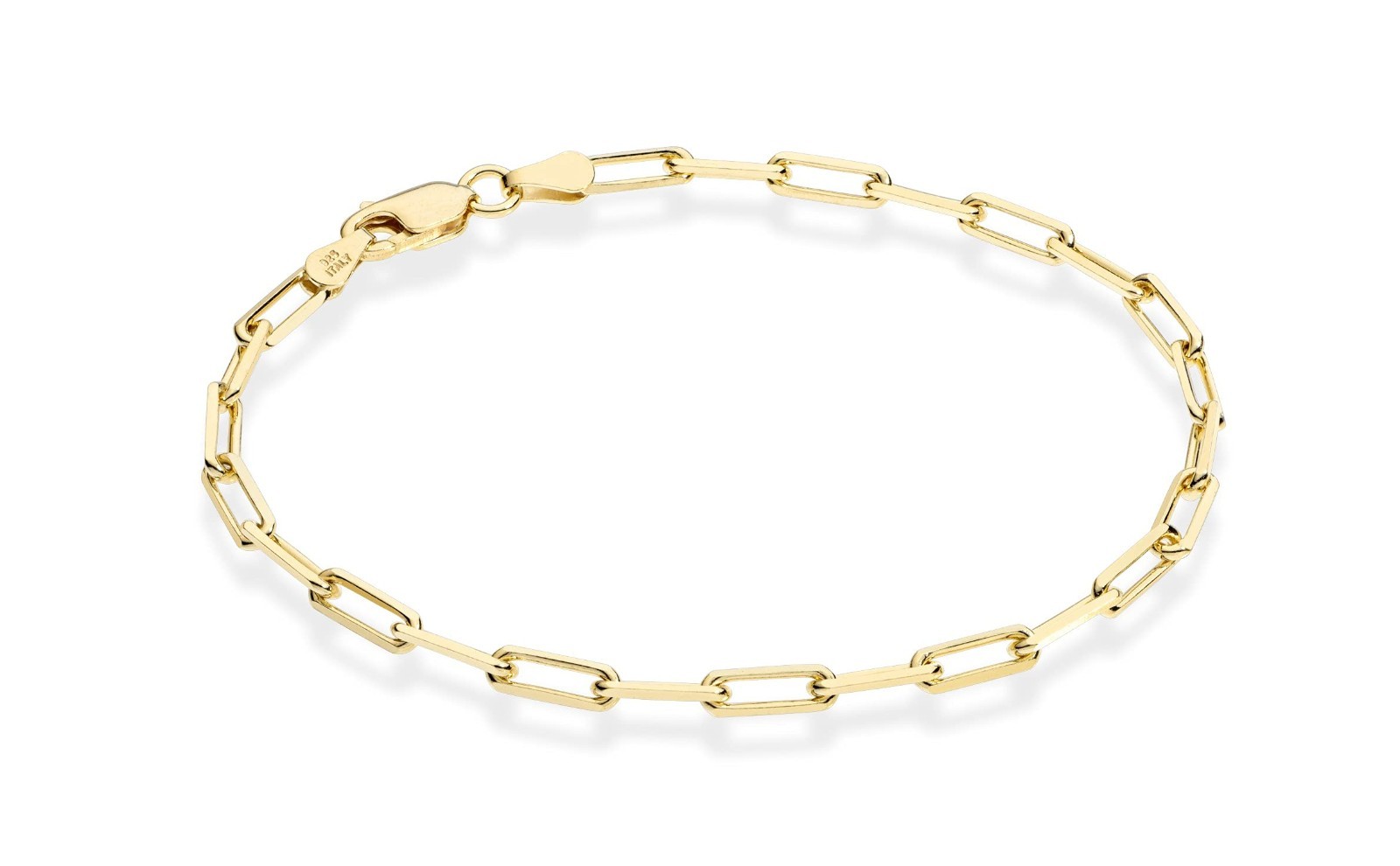 18K Gold Plated 925 Sterling Silver Paperclip Link Chain Bracelet for Women & Me