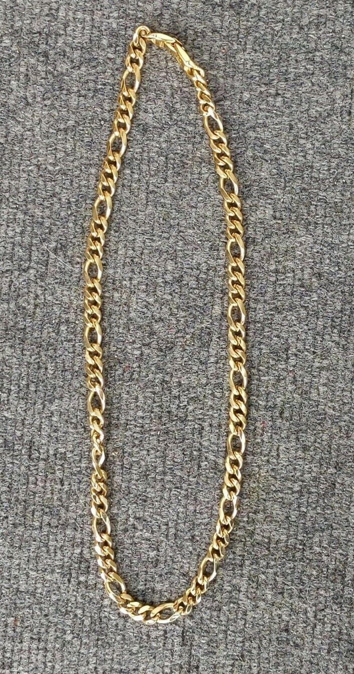 Gold tone chain necklace, 20.0 inches alternate decorative links metal chain