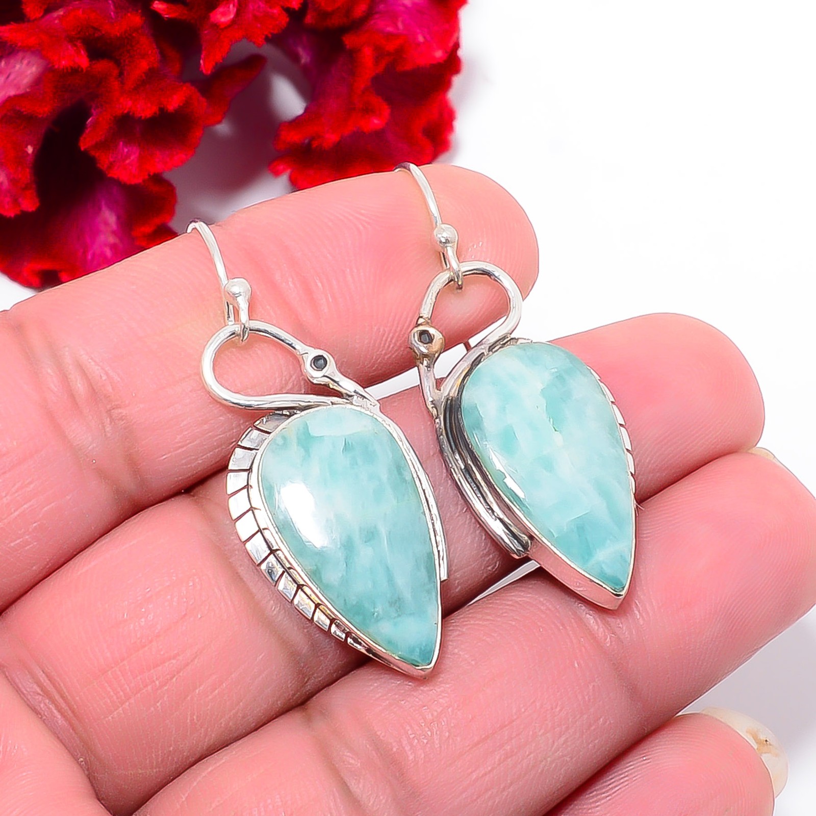 Amazonite – Russia Gemstone 925 Sterling Silver Swan Earring 1.72″ E1030911132