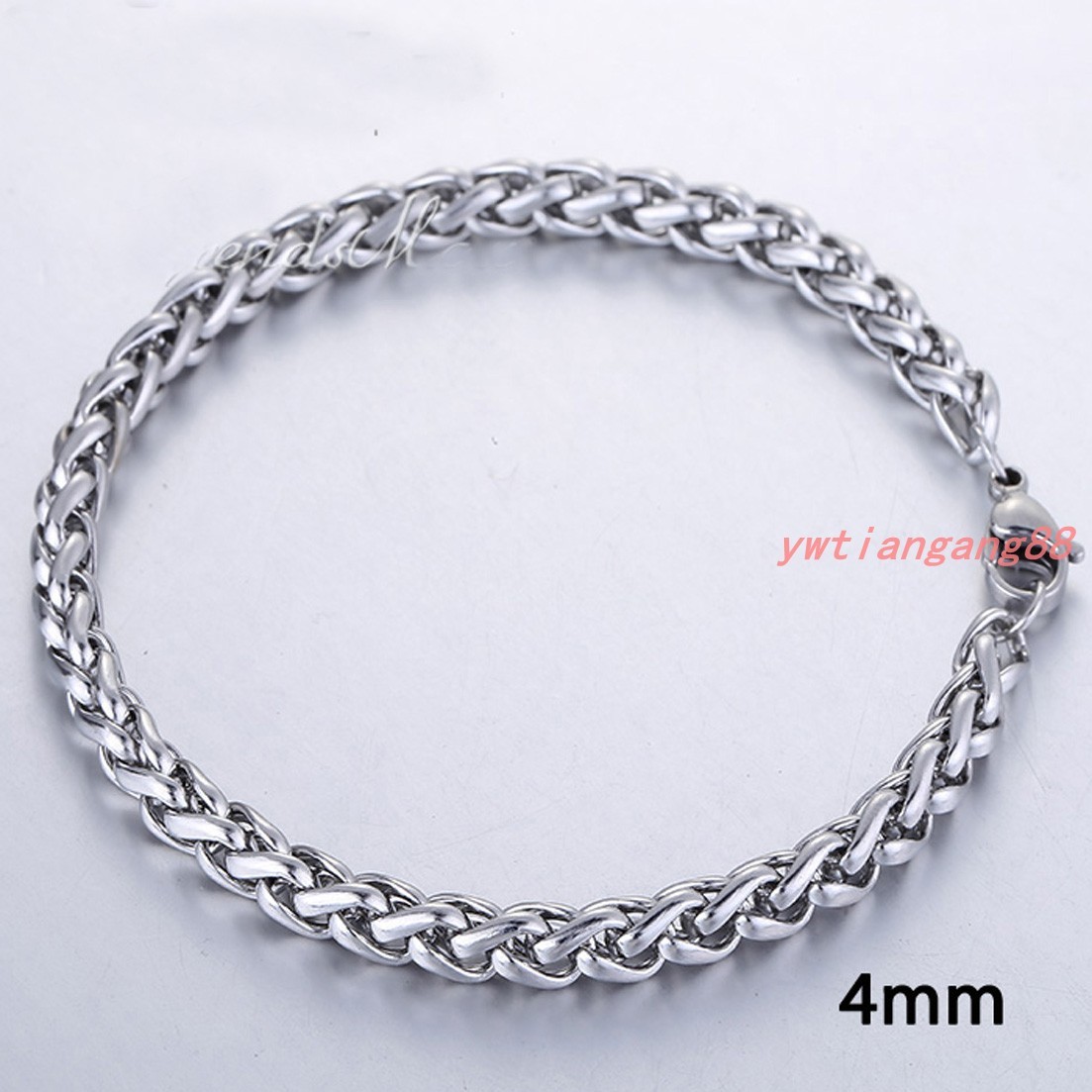 3/4/6/8mm Stainless Steel Wheat Link Bracelet Mens Chain Boys Fahsion Jewelry