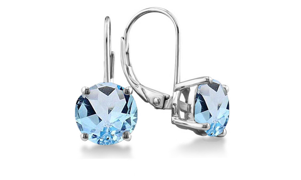 925 Sterling Silver 2.00 ct. Round 6mm CZ Leverback Earrings Blue Leverback