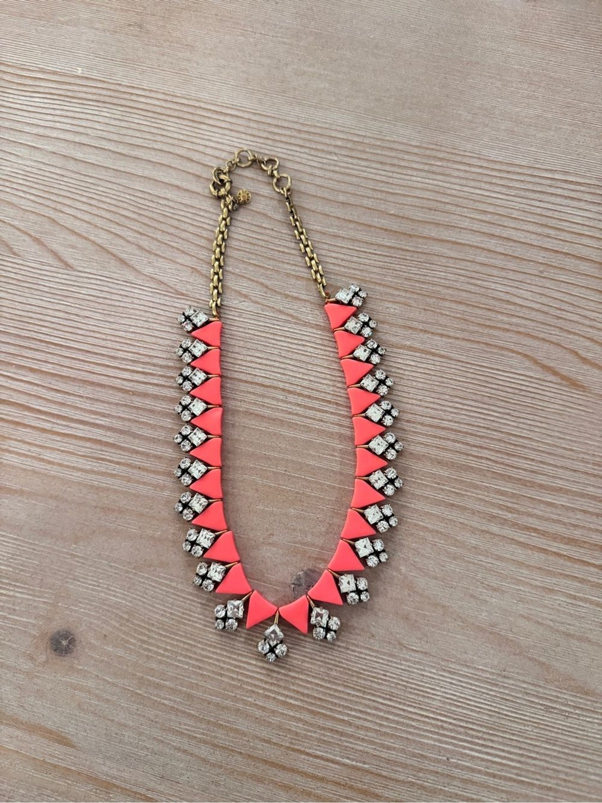J. Crew Coral and Gold Crystal Statement Necklace