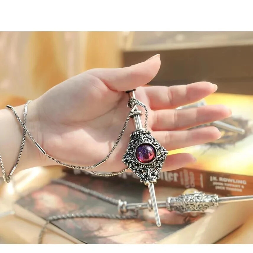 Magic Witch Necklace Women’s Vintage Blood Pack Removable Witch Wand Pendant.