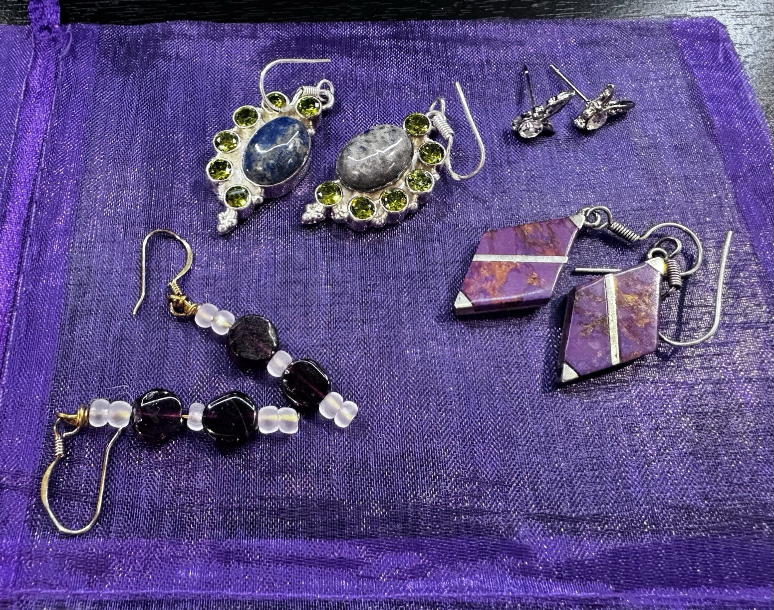 Assorted Multicolor Dangle/Drop Earrings Lot w/ Hook Closure, Stone & Metal