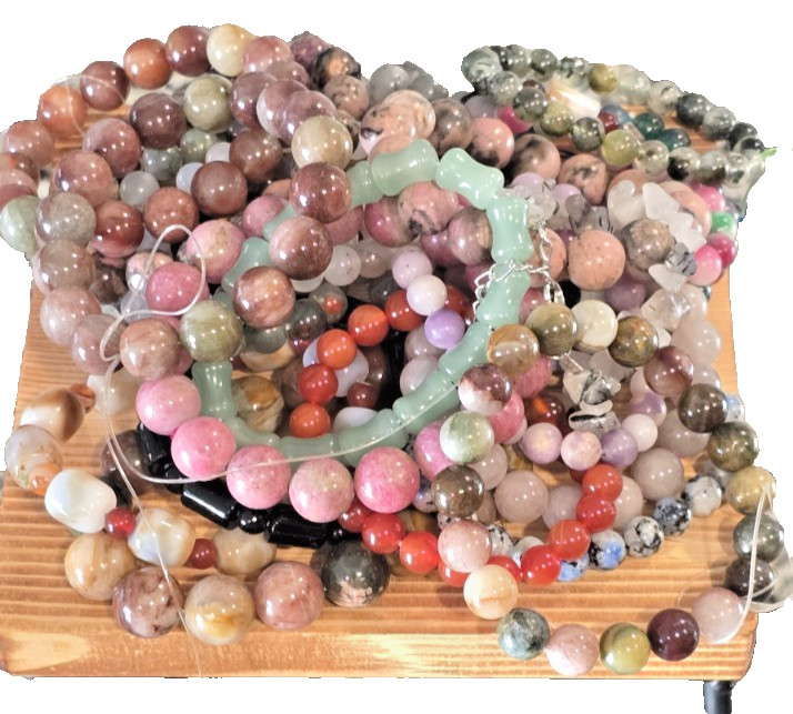 Genuine Crystal Stretch Bracelet Set of 3 8mm Round Natural Stone Healing Bead
