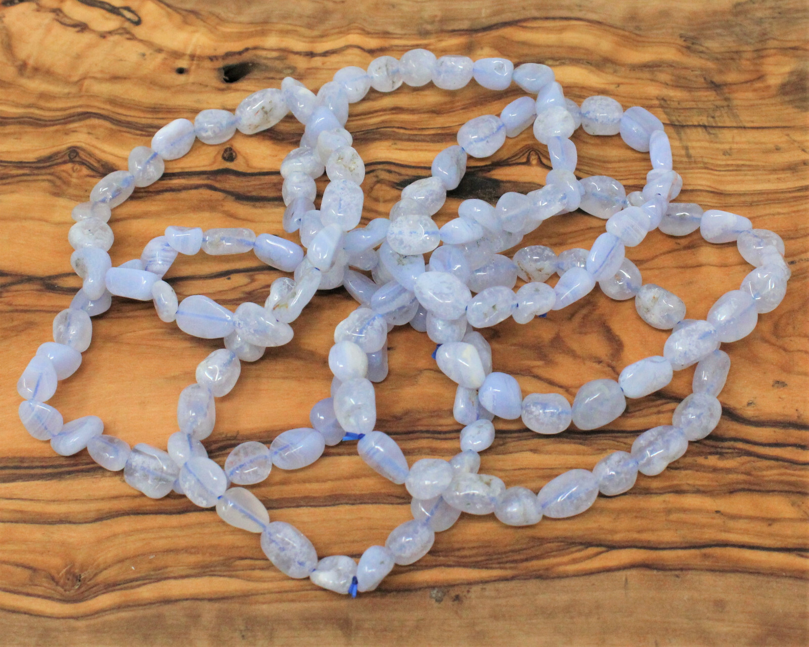 Blue Lace Agate Tumbled Gemstone Bracelet: 6-8 mm Stones (Agate Nugget Bracelet)