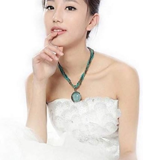 Vintage-Inspired Turquoise Necklace with Adjustable Rope Chain – Women’s Fashion