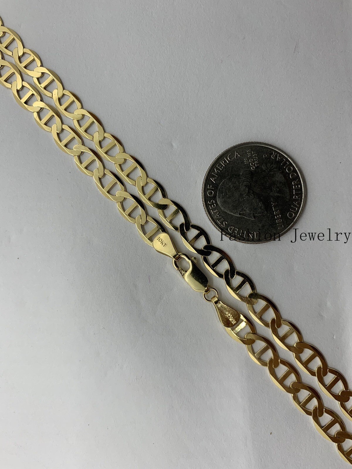 10K Solid Yellow Gold Anchor/Mariner Link Chains Necklace Men’s/Women’s 3.2-6mm