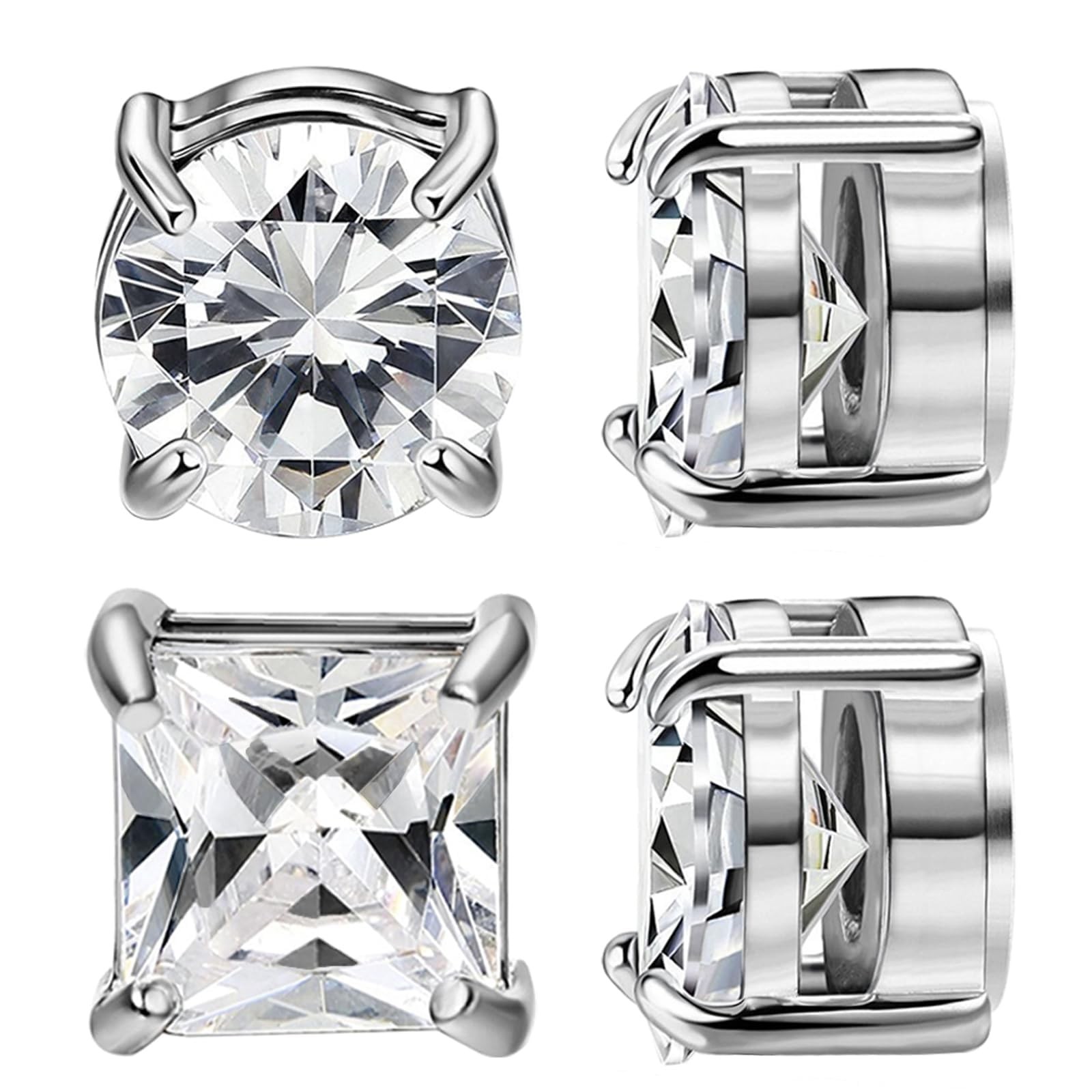 2 Pairs Stainless Steel Magnetic Stud Earrings for Men Clip on Earring Magnet…
