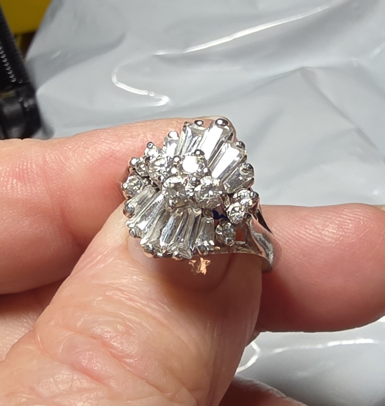 Sterling Silver CZ Cocktail Ring Size 6 3/4