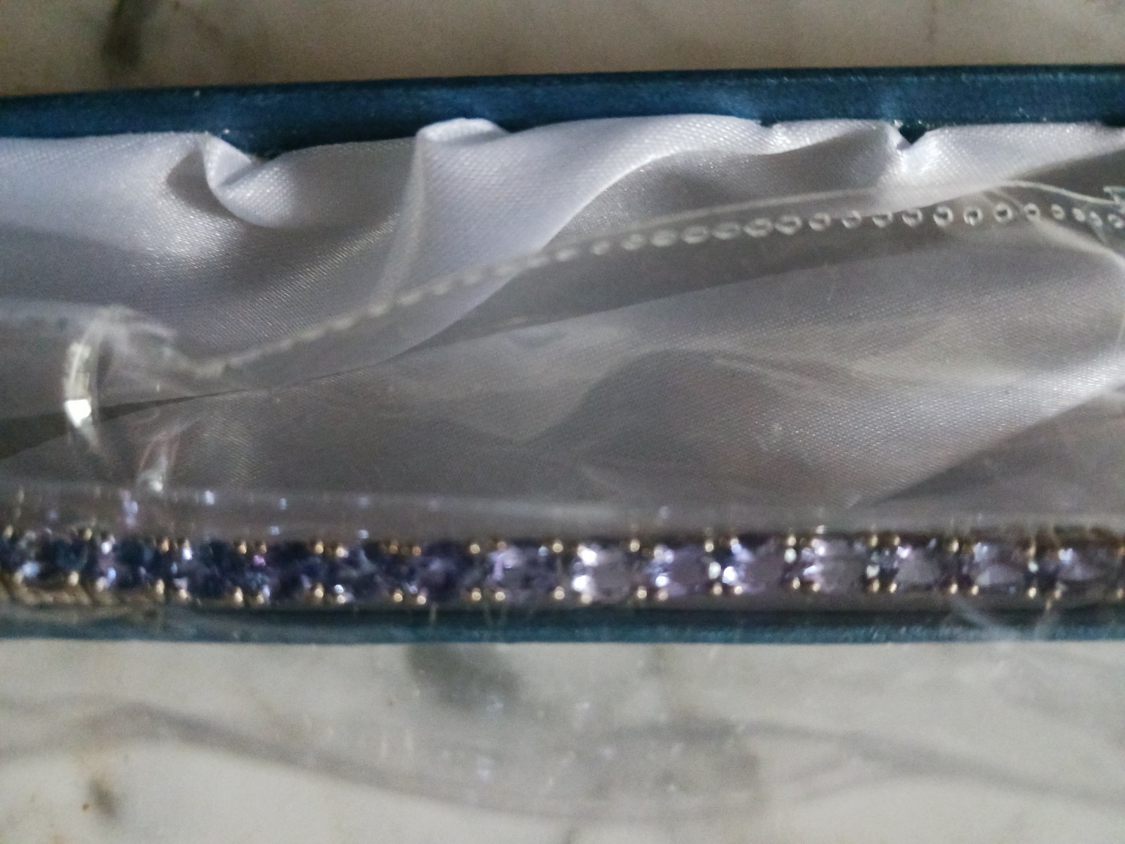 NEW, VERY COLORFUL TANZINITE WITH STERLING SILVER BACKED BRACELET MIX Sz 7/1/2