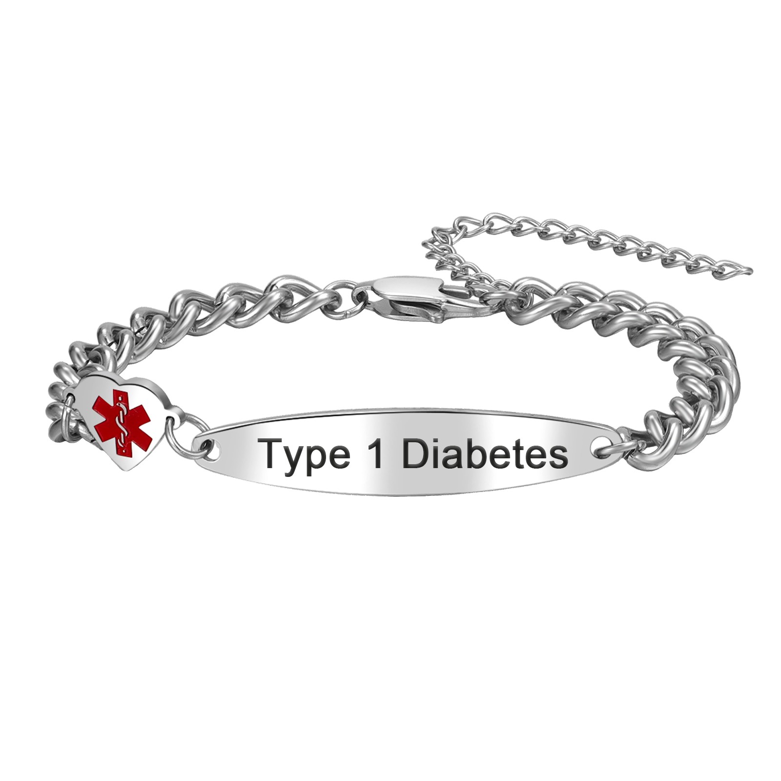 Women Heart Medical Alert ID Bracelet Emergency First Aid Health Alert Bangle