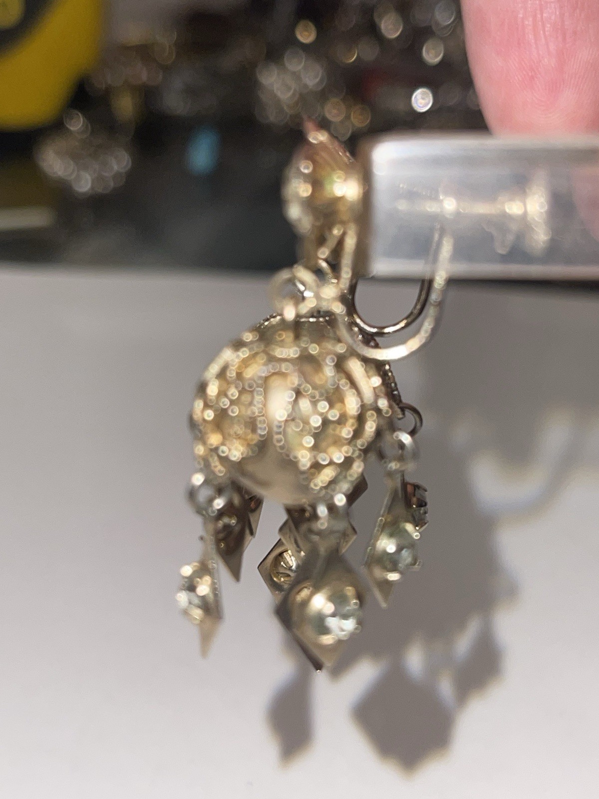 Silver Tone Clear Crystal Rhinestone Chandelier Dangle Hook Earrings