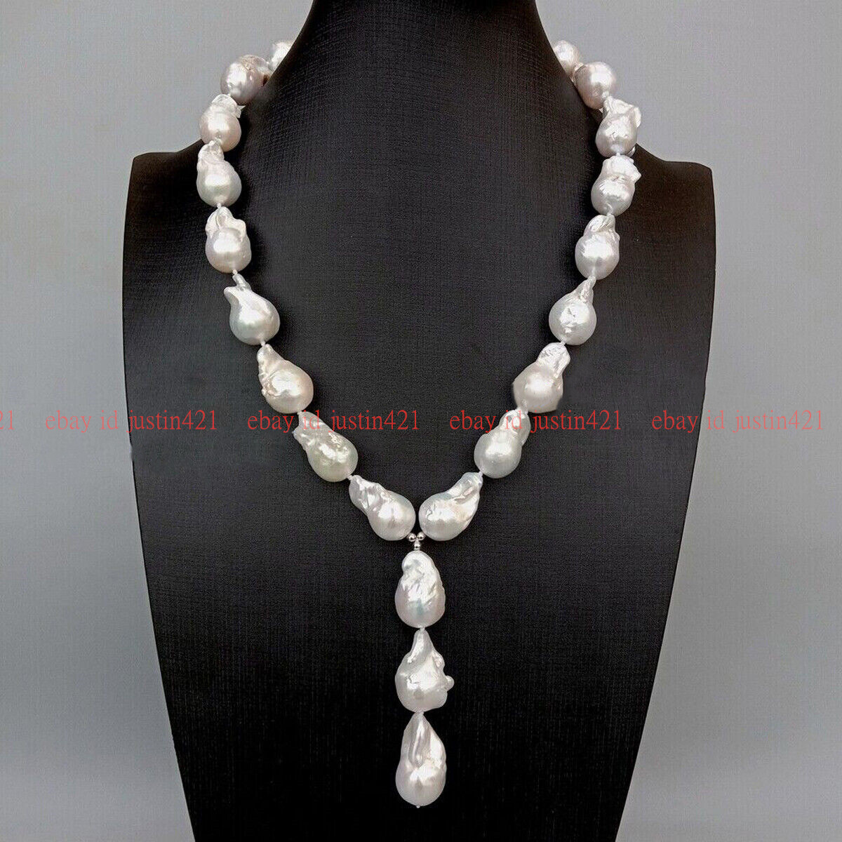 HUGE 15-20MM WHITE FRESHWATER CULTURED KESHI REBORN BAROQUE PEARL NECKLACE 20”